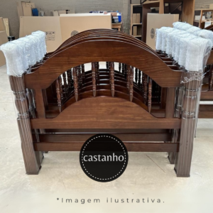 Bicama em madeira maciça Rubi foto real Castanho
