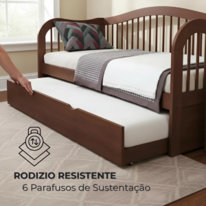 Bicama em madeira maciça Rubi Auxiliar