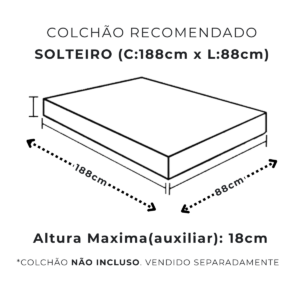 Bicama em madeira maciça Rubi colchão solteiro
