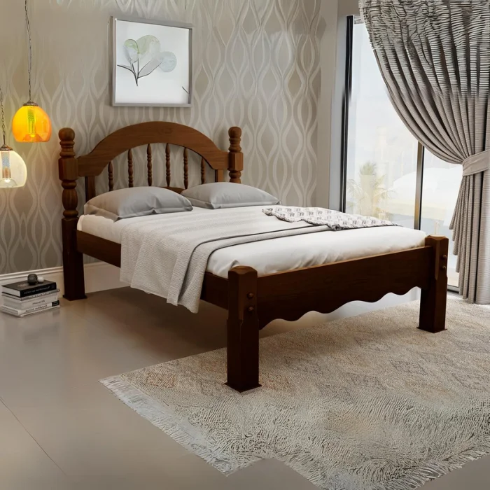 Cama de Casal Siena Castanho Cama de Casal Queen Size Siena Castanho