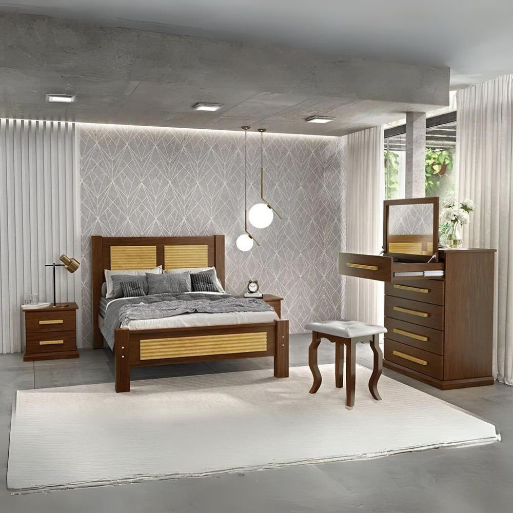 Cama de Casal Aurora Madeira Maciça Quarto Cama de Casal Aurora Madeira Maciça Quarto