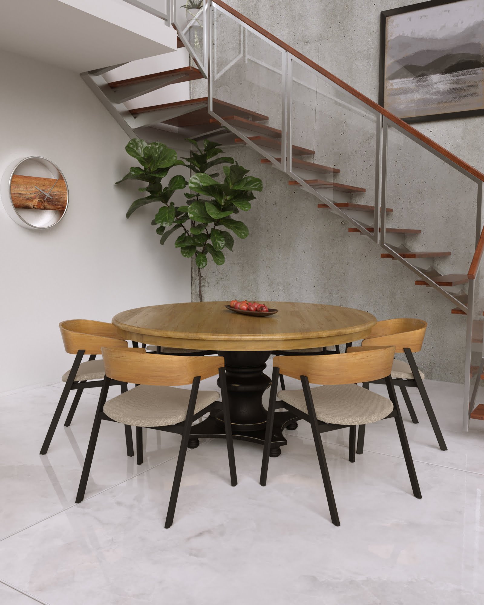 Mesa Redonda em Madeira Maciça Filomena 1 Mesa Redonda em Madeira Maciça Filomena 1