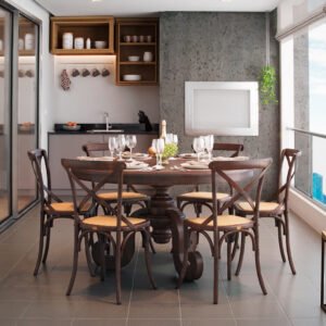 Mesa Redonda em Madeira Maciça Phil 2